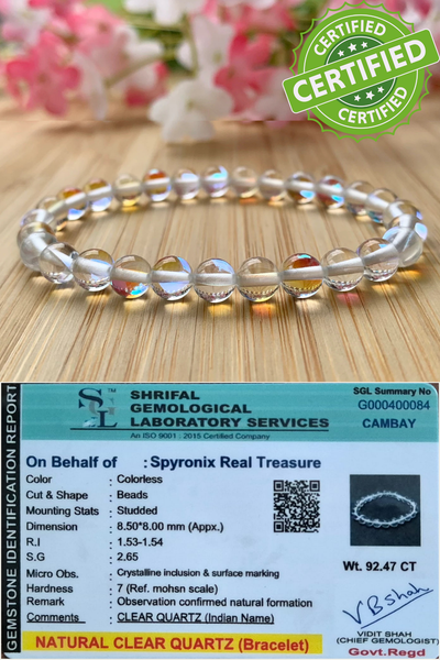 Certified Crystal Quartz or Saphtik Natural Bracelet – Spyronix