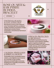 Certified Rose Quartz & Pyrite Buddha Charm Bracelet 8mm