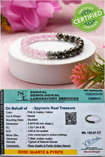 Certified Rose Quartz & Pyrite Buddha Charm Bracelet 8mm