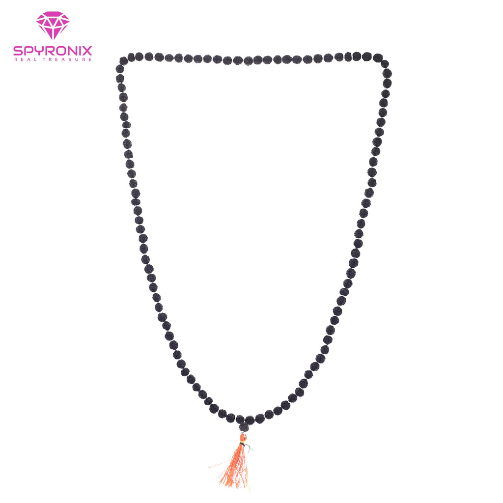 Authentic Mukhi Black Rudraksha Prayer Beads (108 Beads) With Certificate