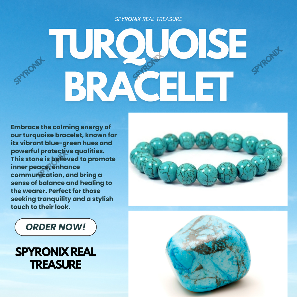 Certified Turquoise Natural Stone Bracelet 8mm - Main Image