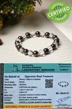 Certified Crystal Quartz and Pyrite Natural Stone Bracelet
