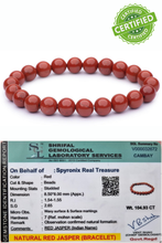 Certified Red Jasper Natural Stone Bracelet 8mm