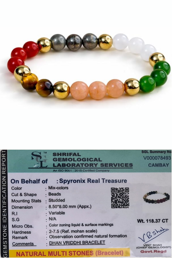 Certified Dhan Vridhi Natural Stone Bracelet 8MM
