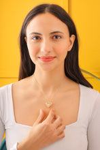 Gold-Plated Open Heart Pendant with Moti Accent
