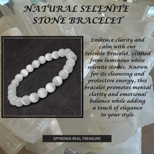 Certified Selenite Natural Stone Bracelet 8mm