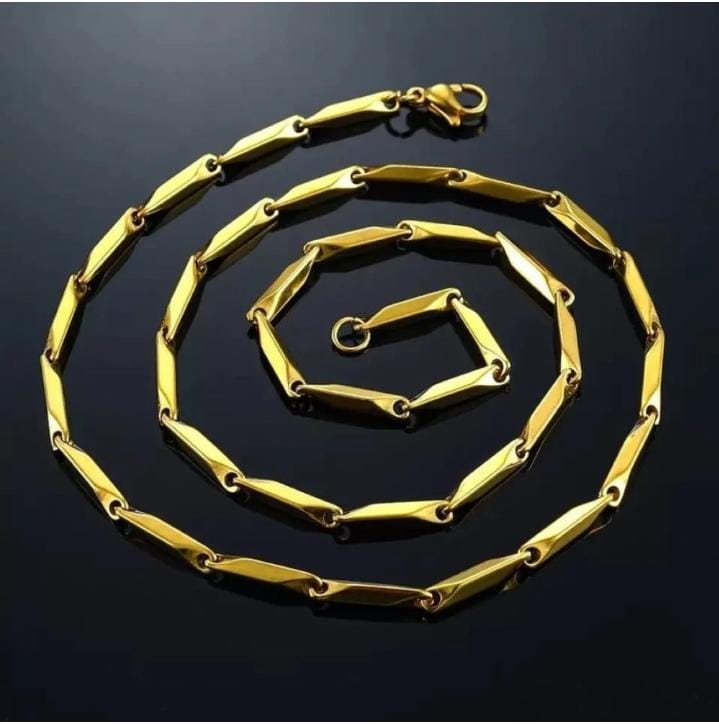 Handmade Rice Chain for Men Sleek and Modern GoldPlated Stainless Steel Chain
