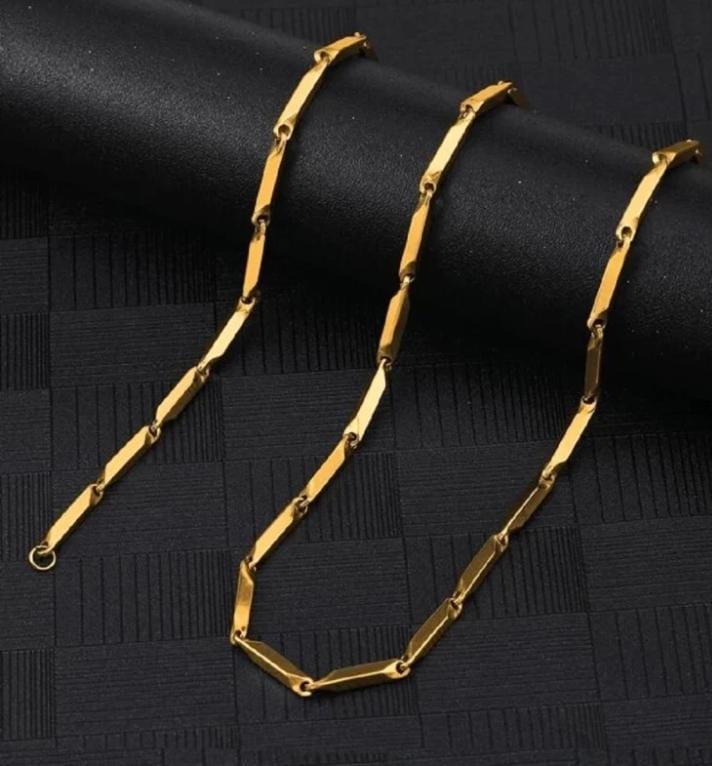 Handmade Rice Chain for Men Sleek and Modern GoldPlated Stainless Steel Chain