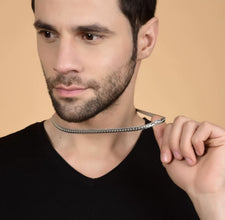 Valentine Long Chain for Men & Boy Stylish Silver Plated Stainless Steel Chain