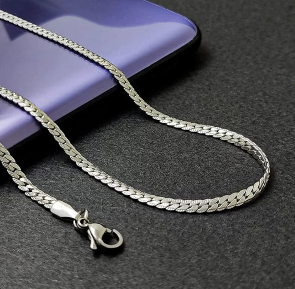 Valentine Long Chain for Men & Boy Stylish Silver Plated Stainless Steel Chain