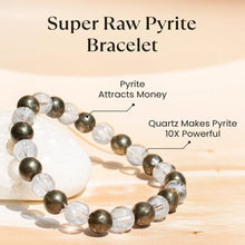 Certified Crystal Quartz and Pyrite Natural Stone Bracelet