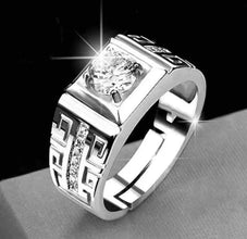 Unisex Stylish Geometric Design Solitaire Stainless Steel Cubic Zirconia Silver Plated Ring