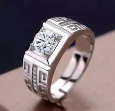 Unisex Stylish Geometric Design Solitaire Stainless Steel Cubic Zirconia Silver Plated Ring